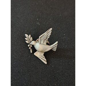 Vintage JJ Designs Silver Dove Peace Tack Pin Brooch Baptism Gift